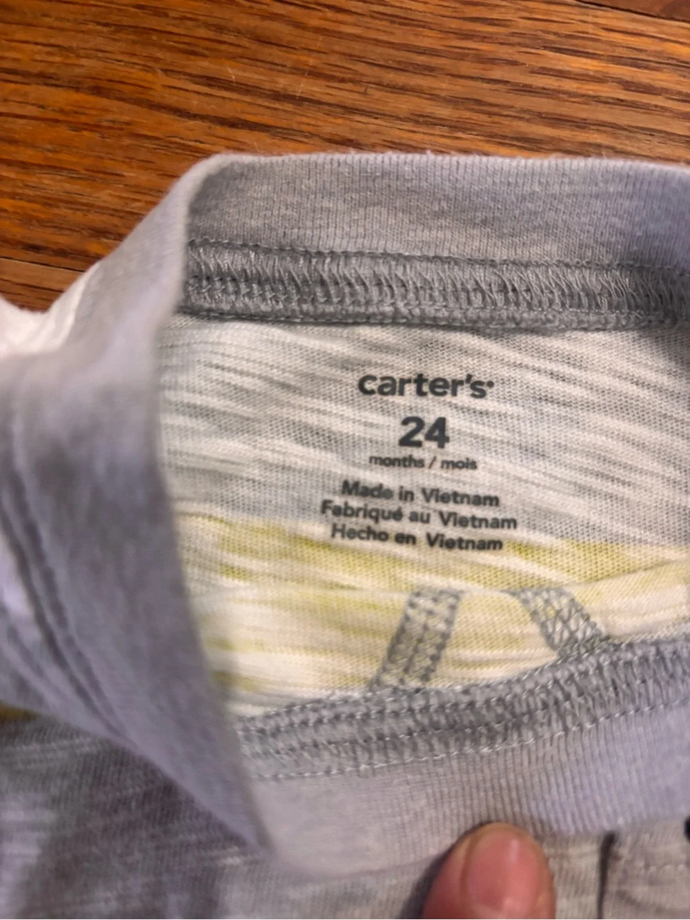 Carter's Grey, White & Yellow Striped Baby Romper